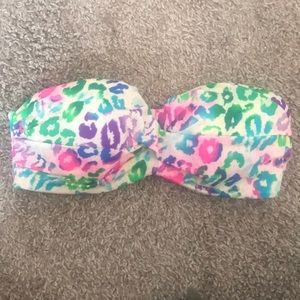 Rainbow Leopard Print Bandeau Swimsuit Top